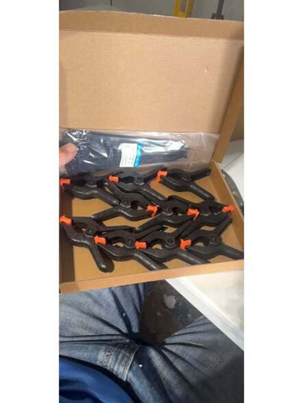 12 Black Orange Spring Clamps and 100 Black Zip Ties
